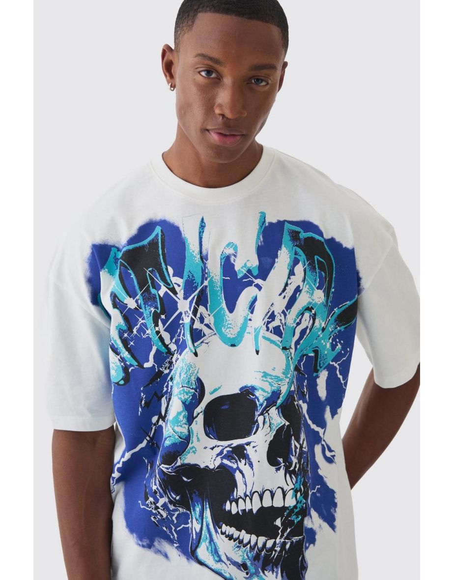 Oversized Boxy Official Skull Graphic T-shirt - ecru - 2