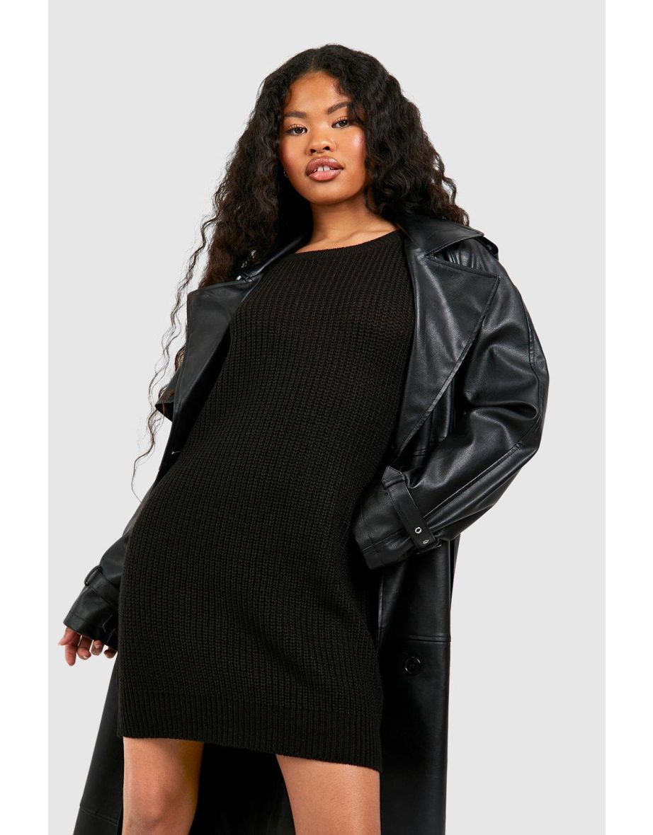 Petite Crew Neck Jumper Dress - black - 3