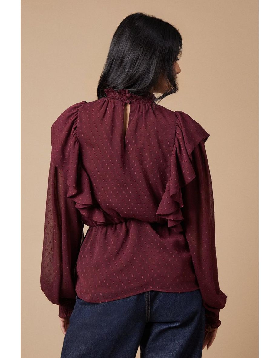 Embroidered Dobby Chiffon Blouse - 3