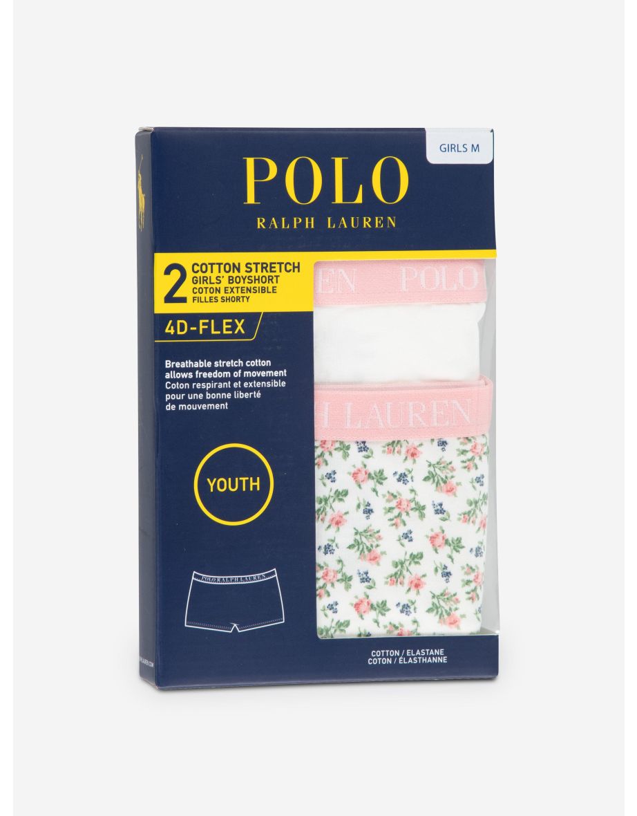 Ralph Lauren Girls 2 Pack Short Knickers Set in Ivory - 3