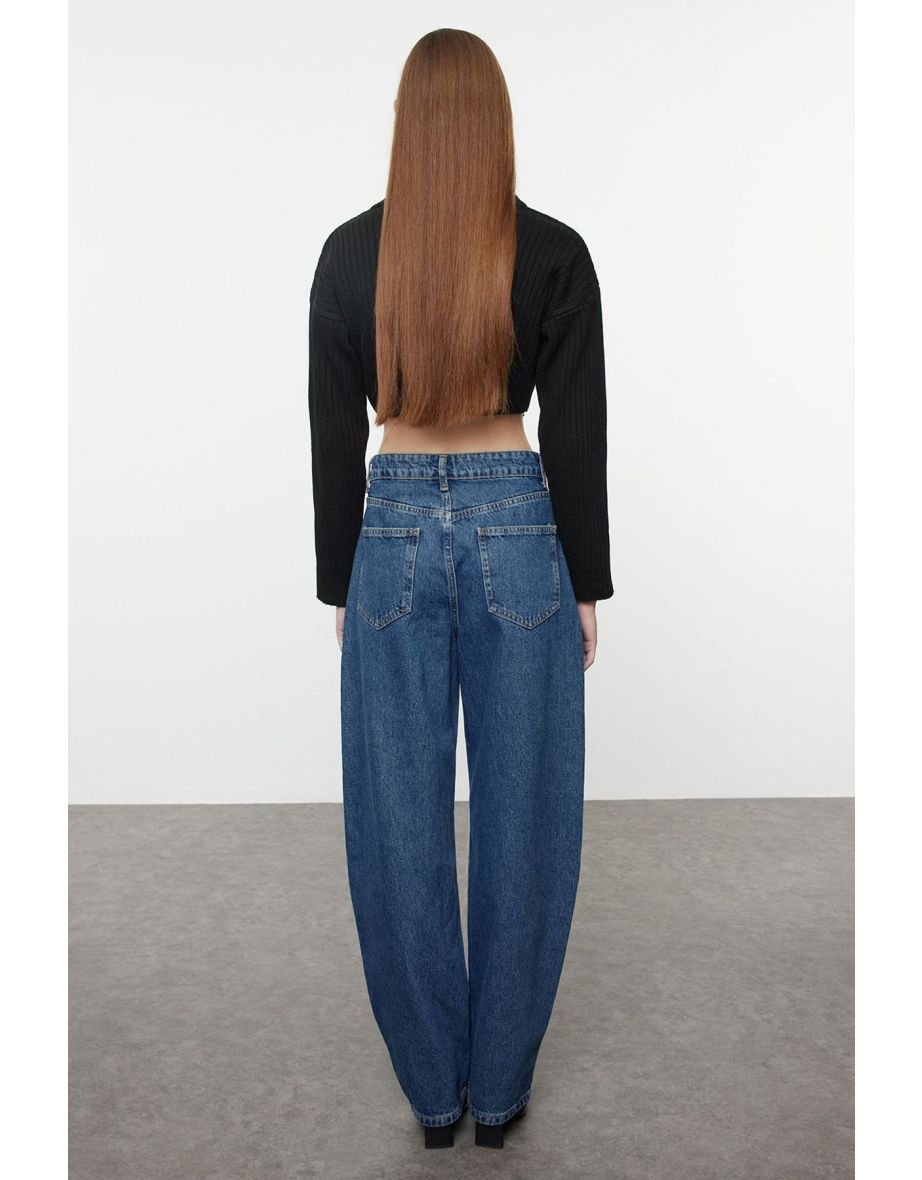 Dark Blue More Sustainable High Waist Skater Jeans - 4
