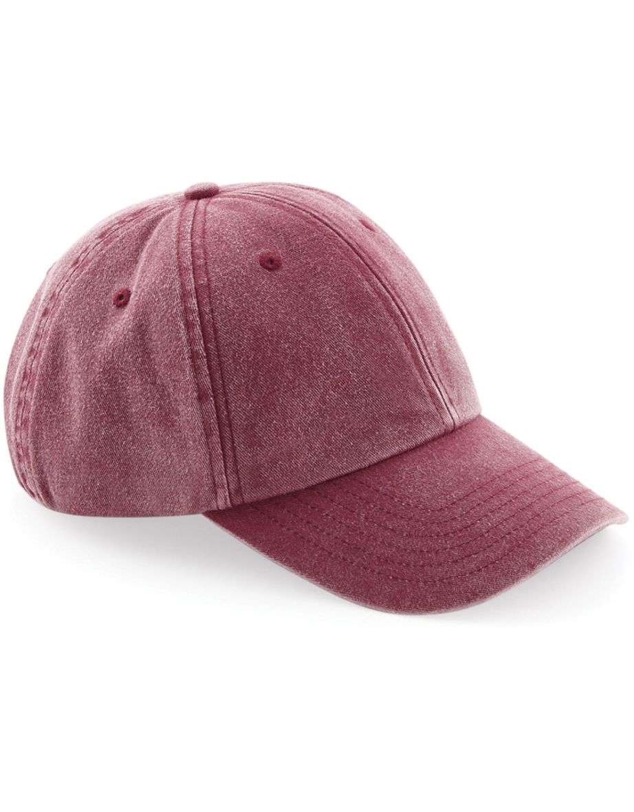 Beechfield Unisex Low Profile Vintage Denim-Look Cap - Vintage Red