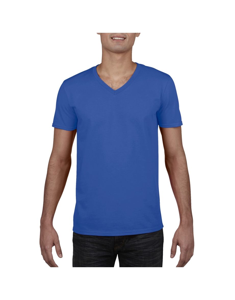 Gildan Mens Soft Style V-Neck Short Sleeve T-Shirt - Royal - 3