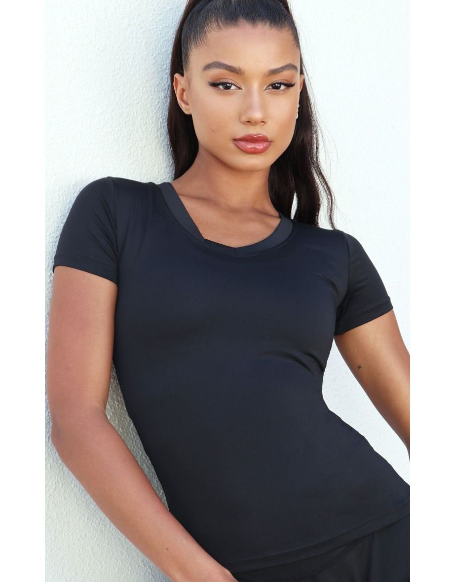 Black Basic Fitted Gym Top - 3