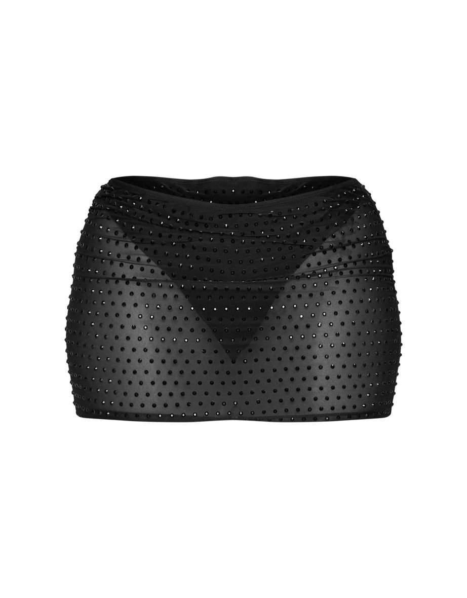 Shape Black Hot Fix Low Rise Micro Mini Skirt - 5
