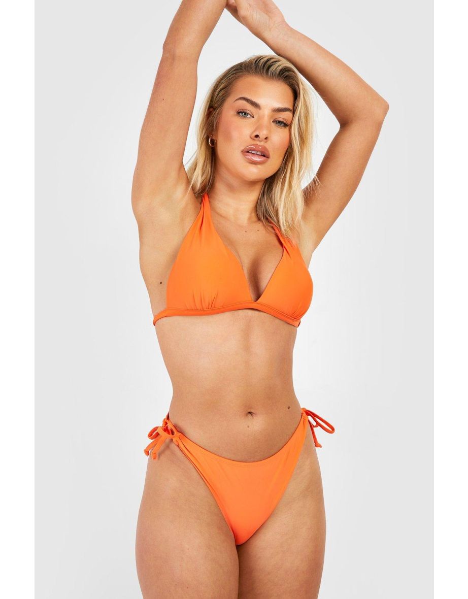 Moulded Push Up Triangle Bikini Set - red orange - 2