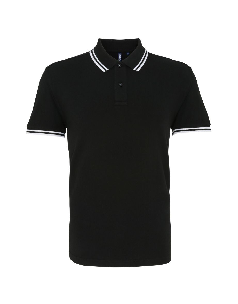 Asquith & Fox Mens Classic Fit Tipped Polo Shirt - Black/White