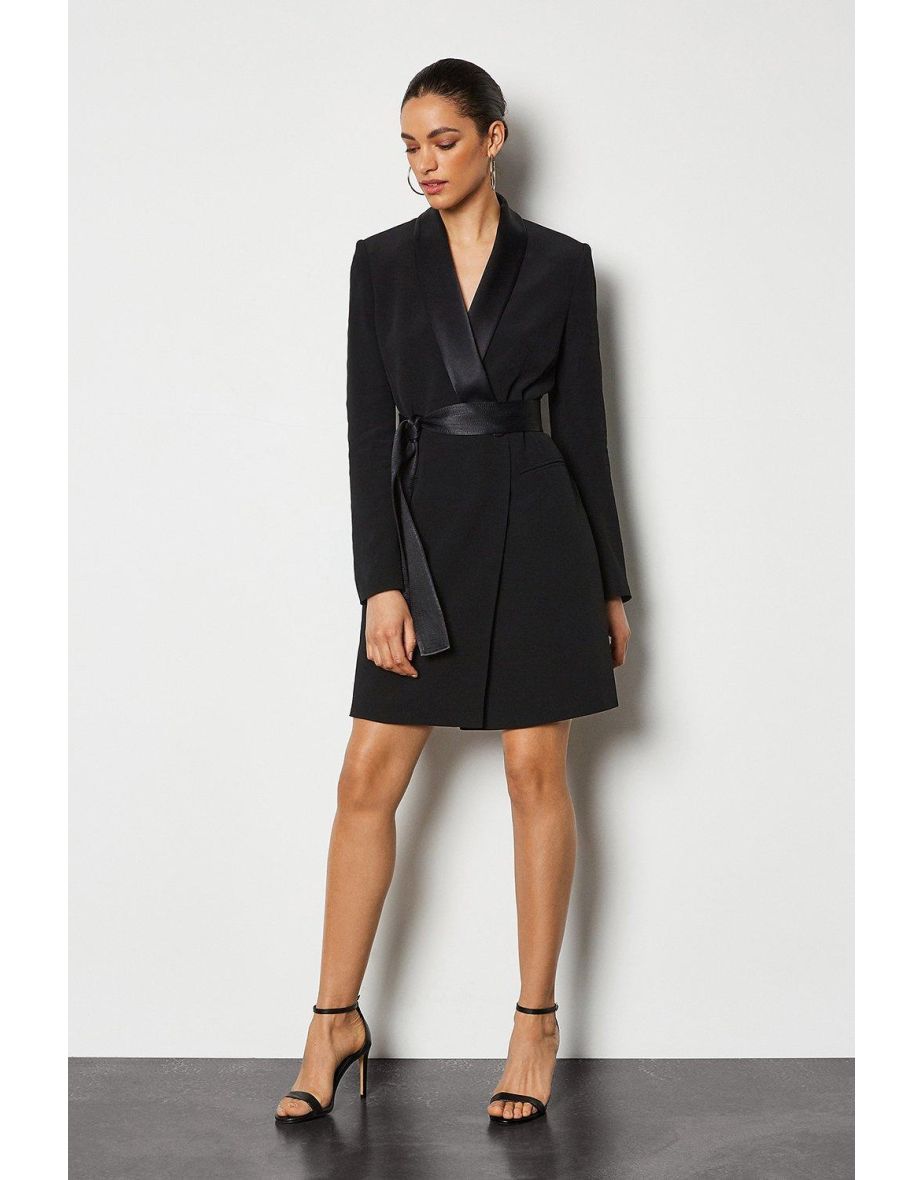 Club l tuxedo wrap cheap midi dress