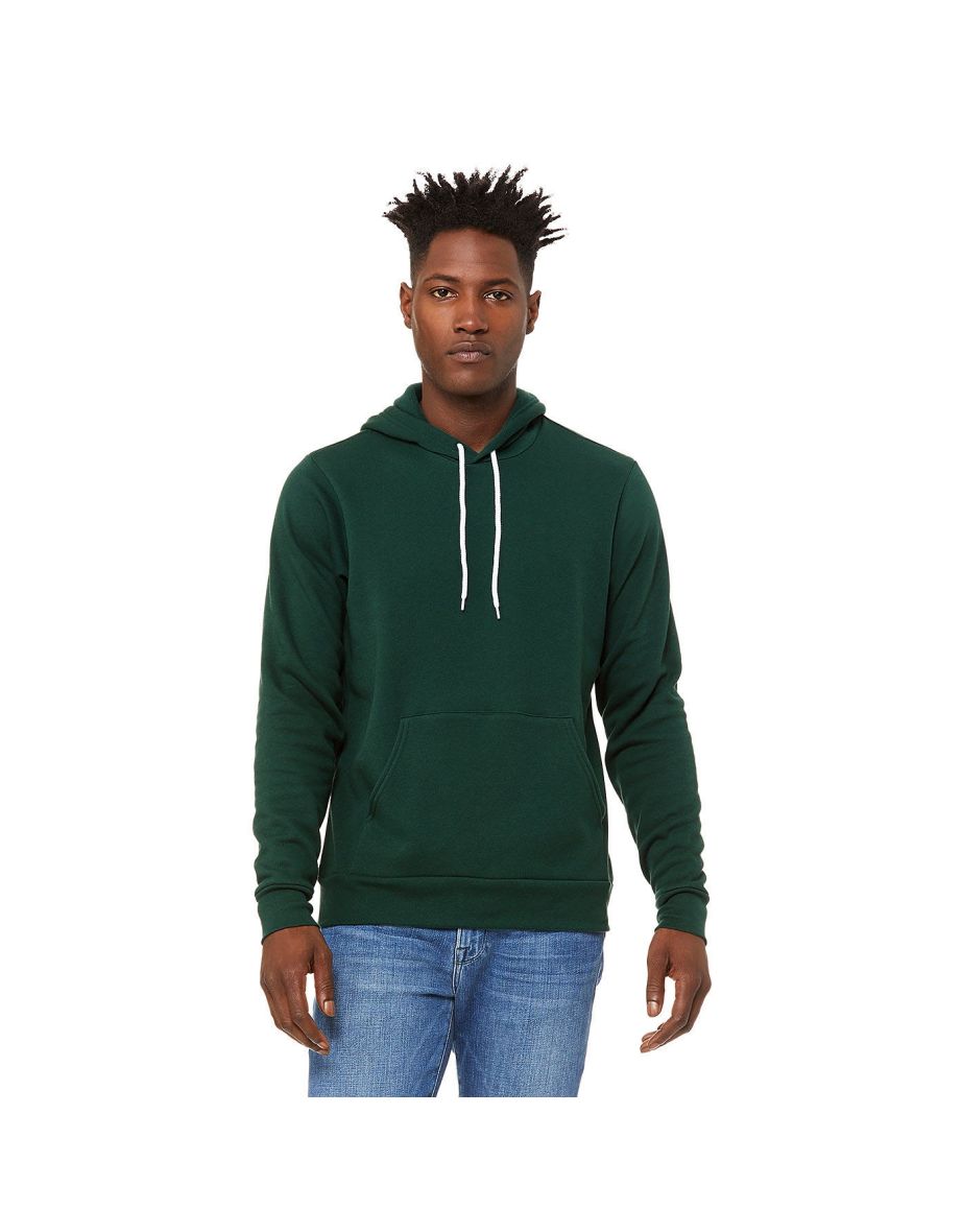 Bella + Canvas Unisex Pullover Polycotton Fleece Hooded Sweatshirt / Hoodie - Forest Green - 3