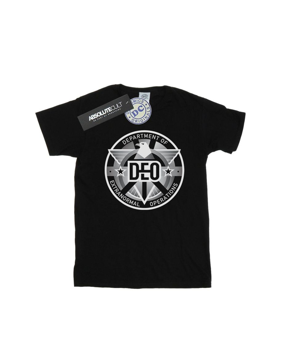 DC Comics Girls Supergirl TV Series Deo Crest Cotton T-Shirt - Black
