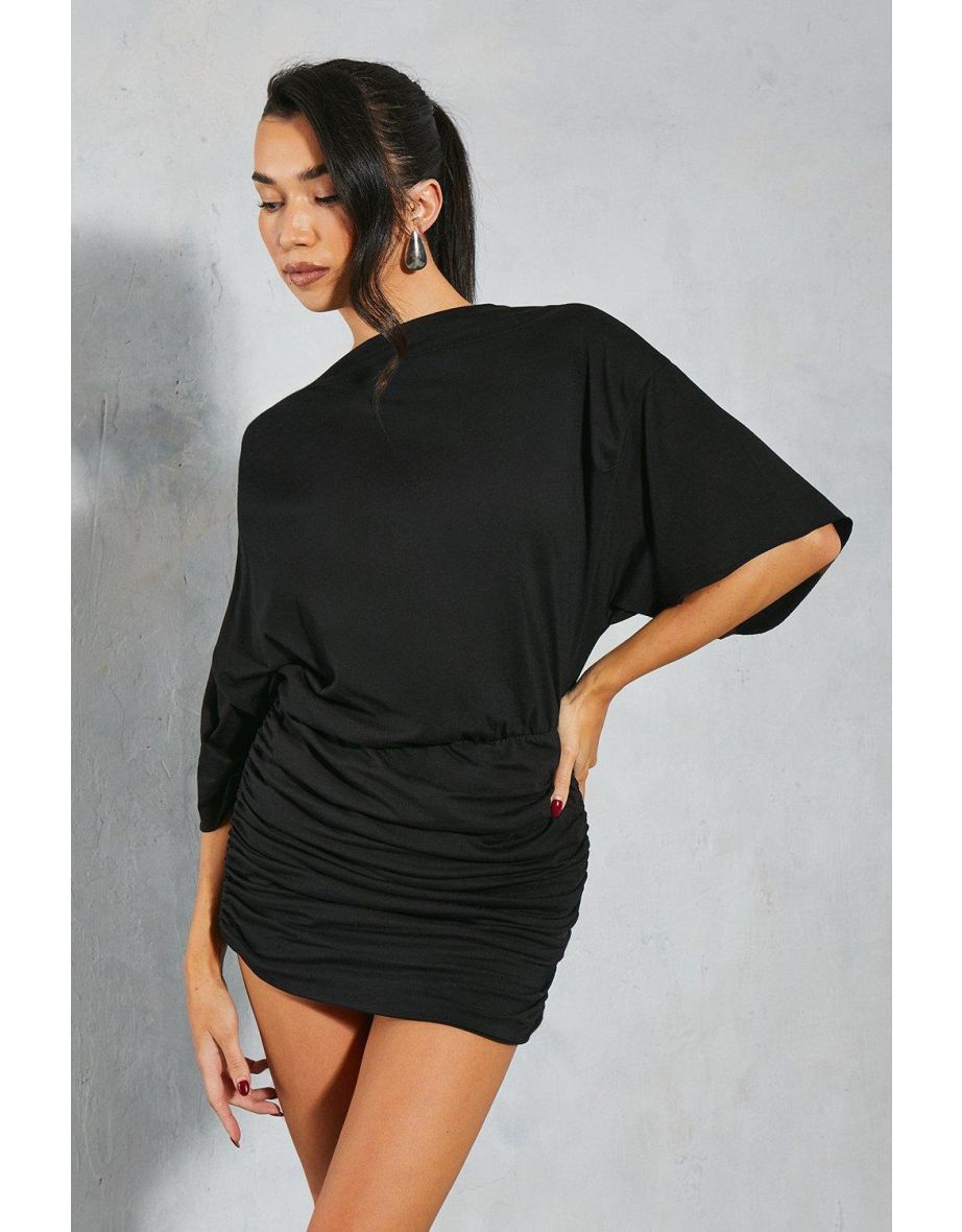 Draped Oversized Sleeve T Shirt Dress