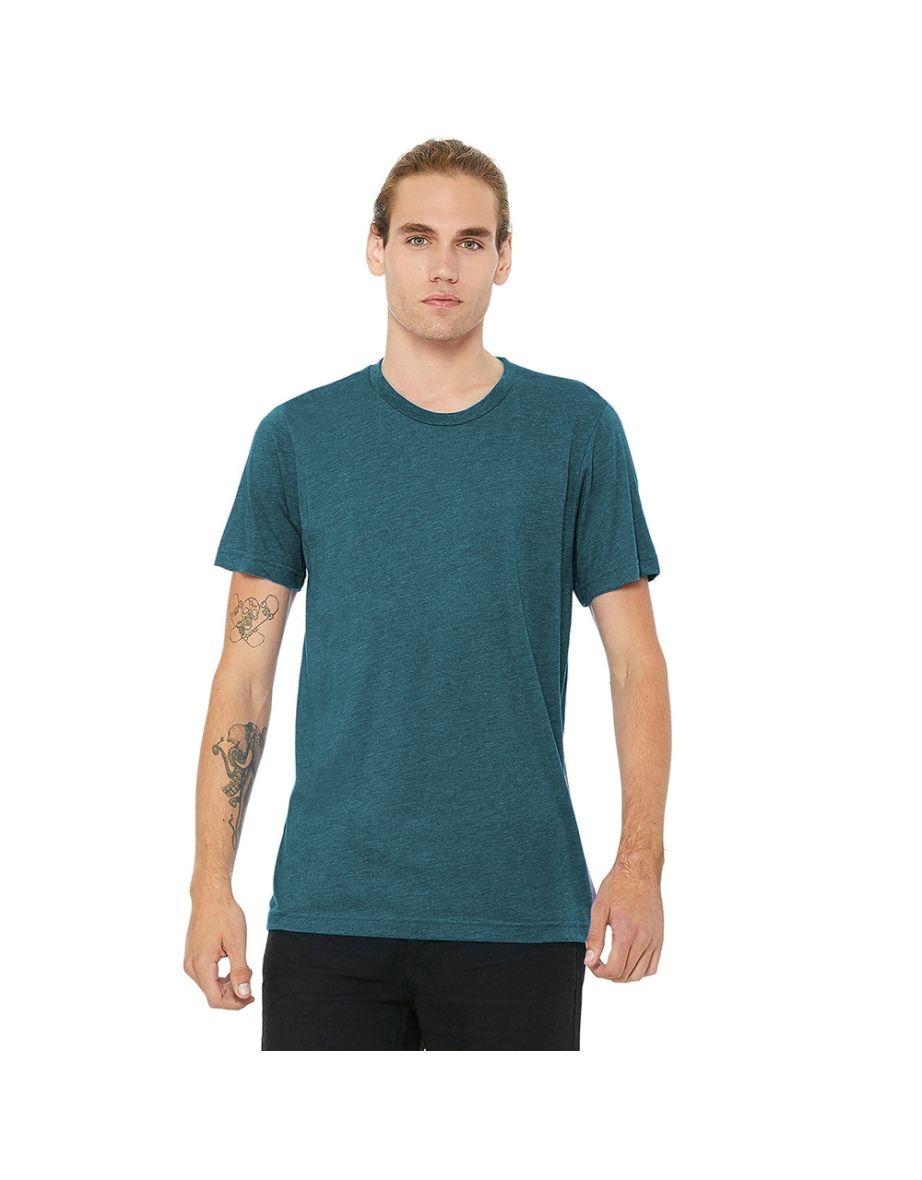 Canvas Mens Triblend Crew Neck Plain Short Sleeve T-Shirt - Steel Blue Triblend - 1