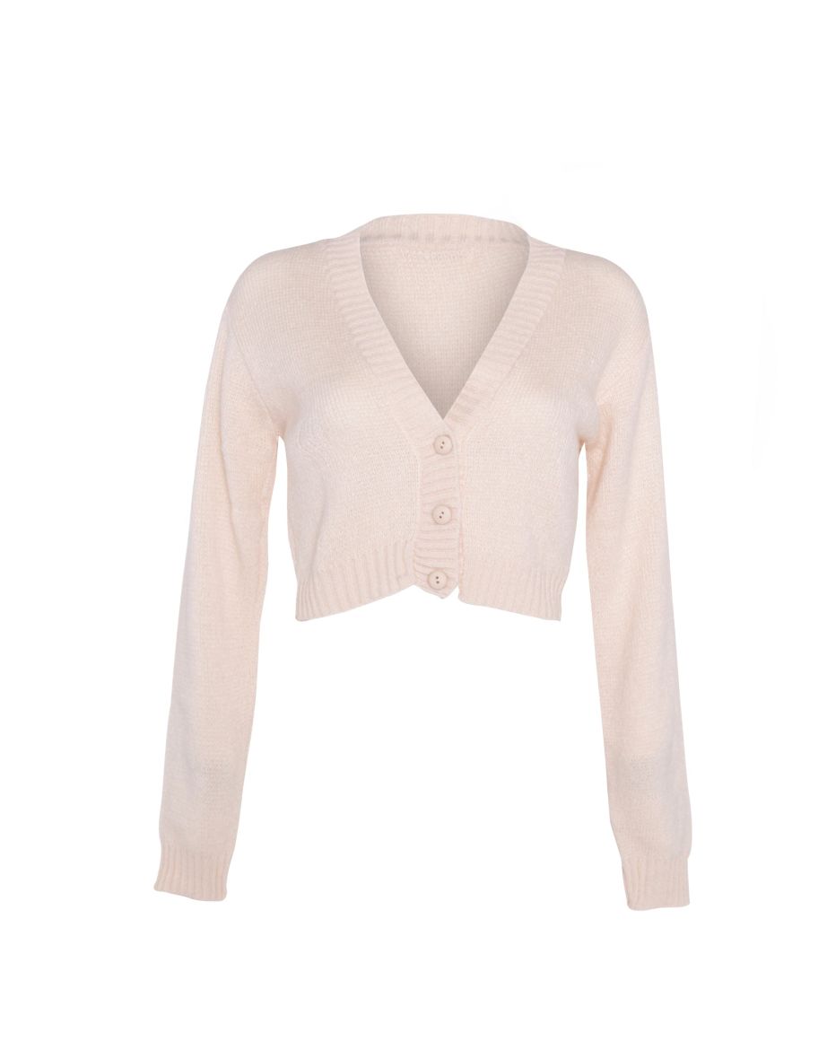 Glamorous Vanilla V Neck Button Down Cardigan