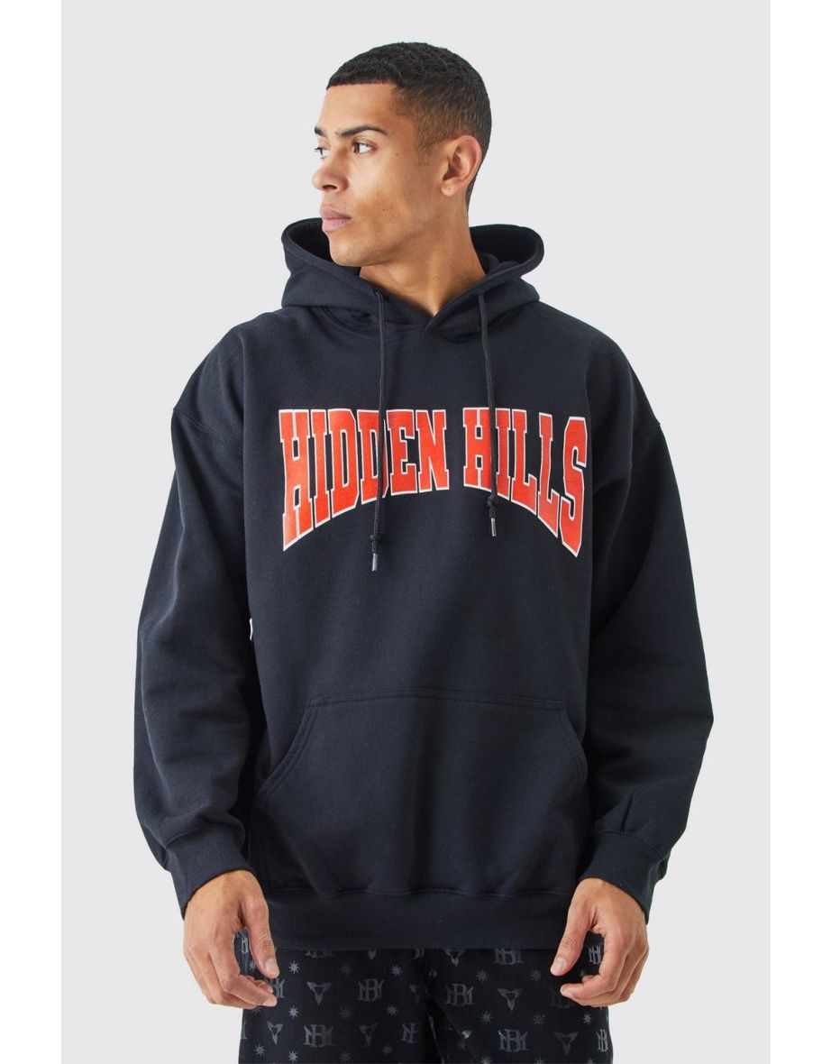 Oversized Varsity Hidden Hills Hoodie - black