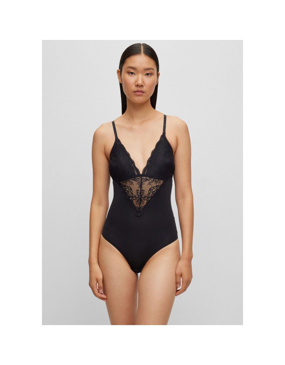 Women's Hugo Boss Lace-Detail Bodysuit in Black