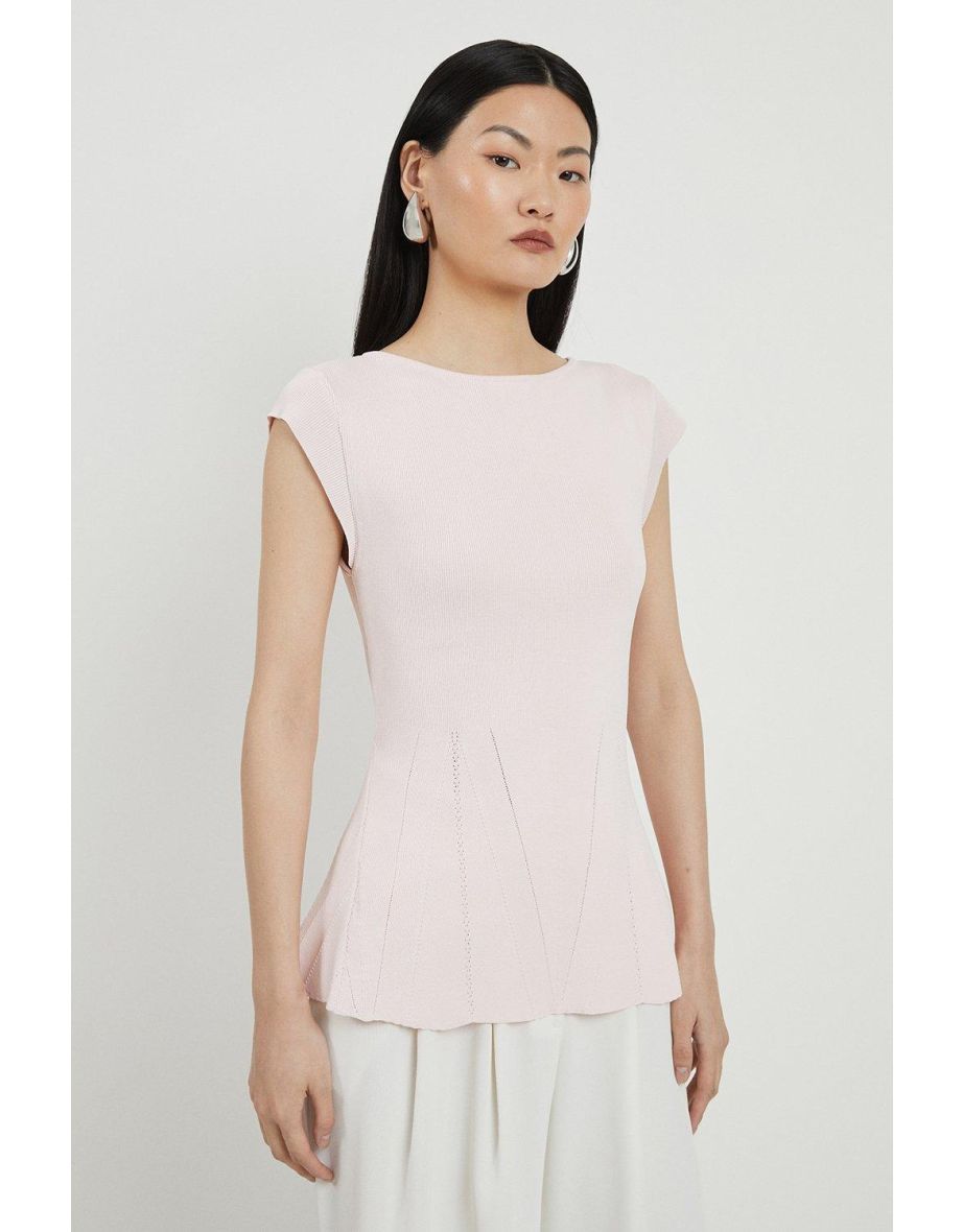 Viscose Blend Knit Peplum Top
