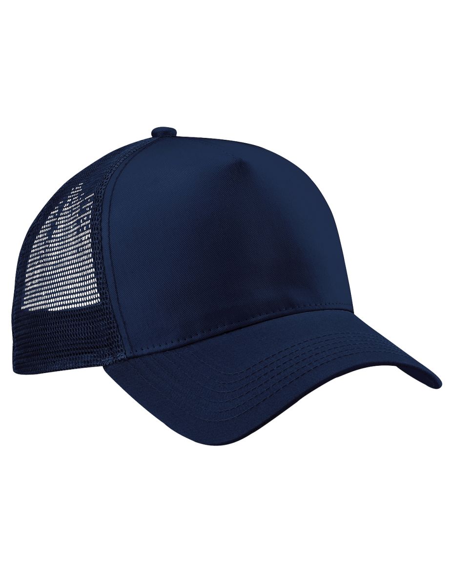 Beechfield Mens Half Mesh Trucker Cap / Headwear (Pack of 2) - French Navy/French Navy