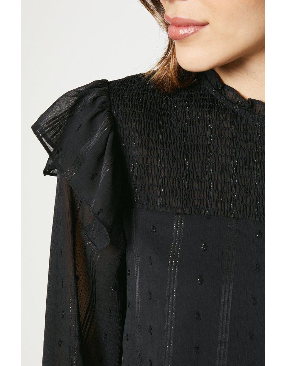Shirred Front Long Sleeve Top - 3