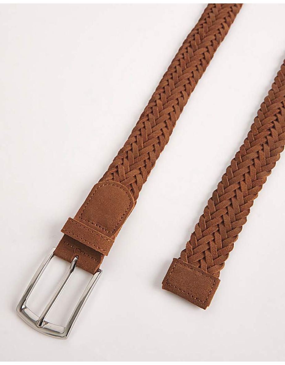 Real Suede Leather Plaited Belt - 3