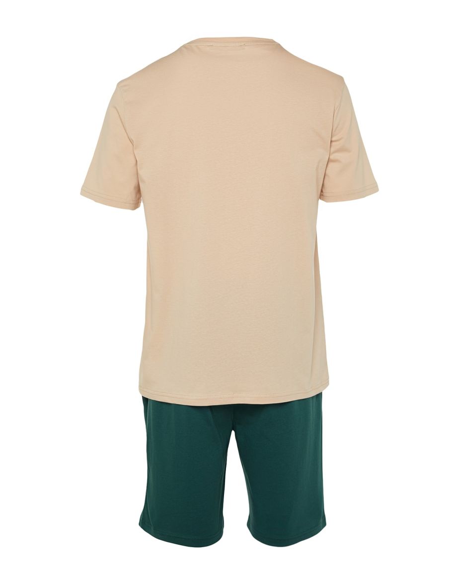 Pajama Set - Beige - With Slogan - 8