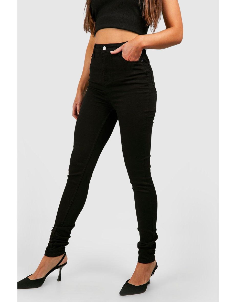 Tall Black High Waisted Skinny Jeans 36" - 3