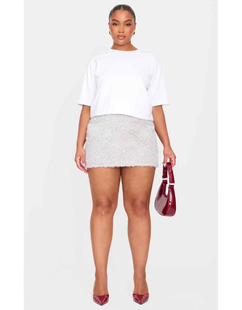 Plus Grey Wool Look Mini Skirt