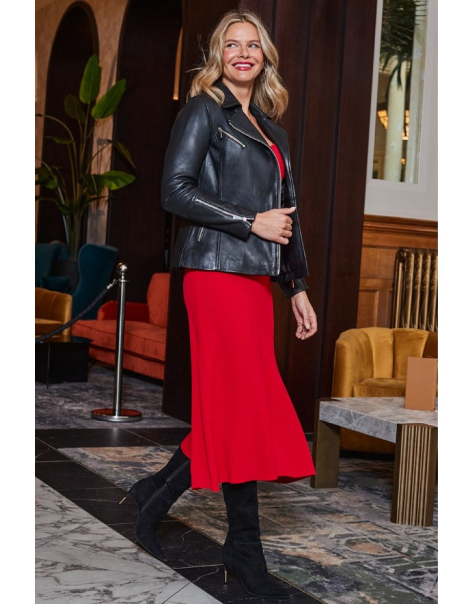 Red Sweetheart Neckline Fit & Flare Midi Dress - 4