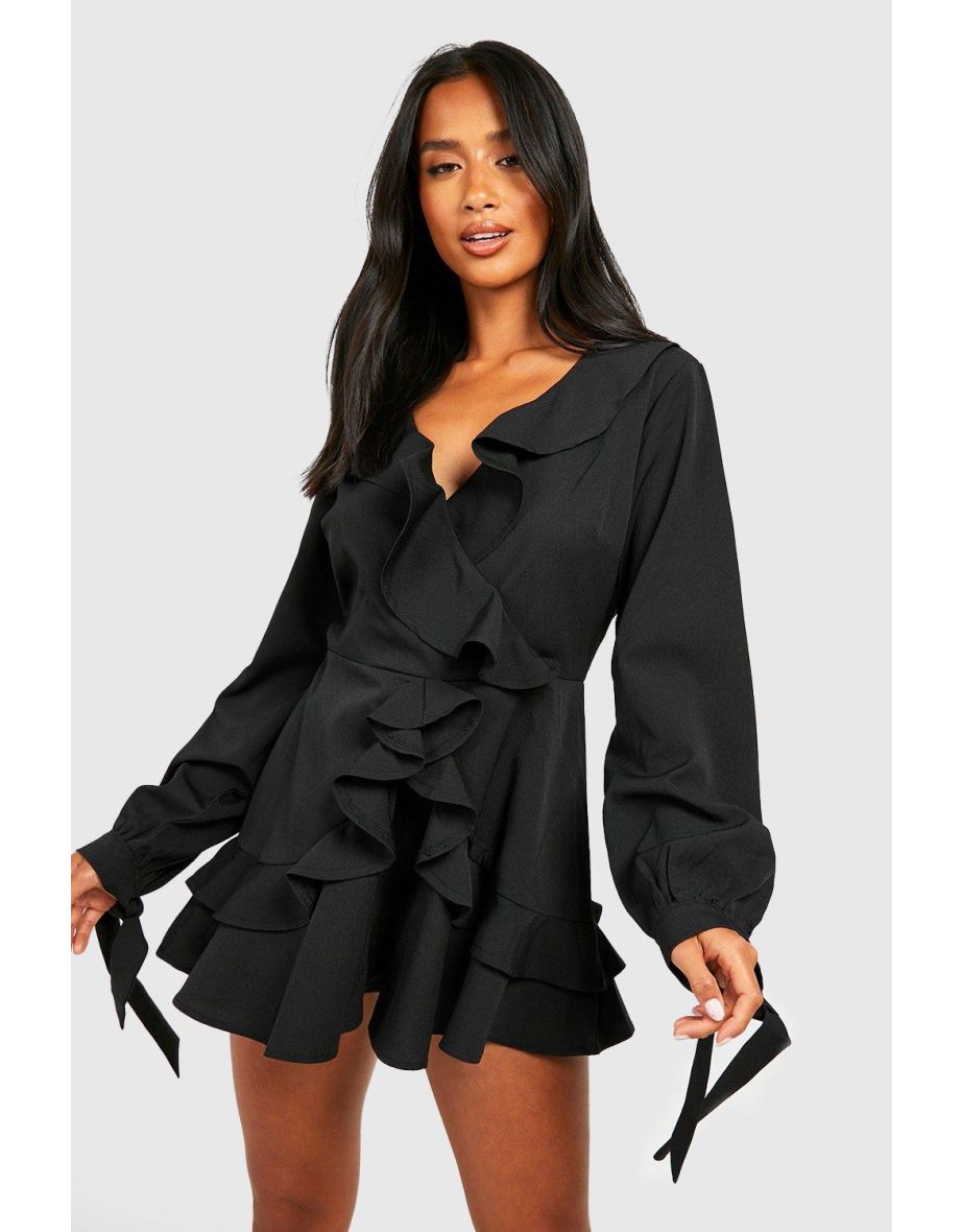 Black ruffle hot sale playsuit