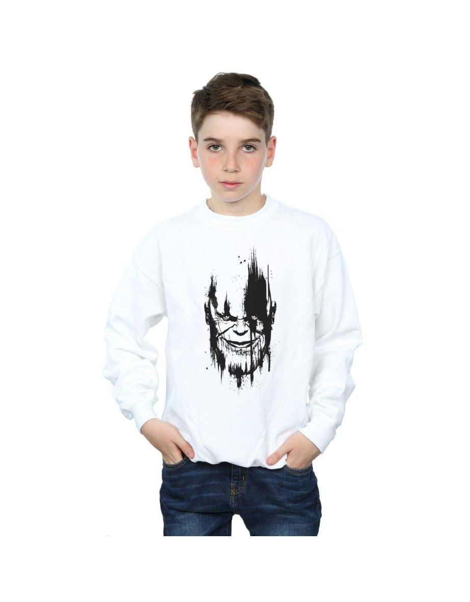 Marvel Boys Avengers Infinity War Thanos Face Sweatshirt - White