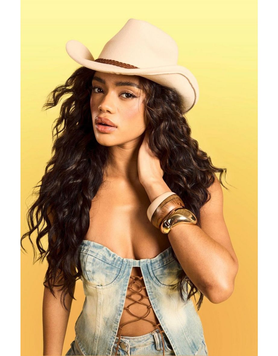Plaited Detail Western Cowboy Hat - ivory