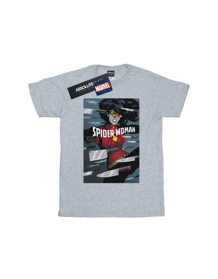 Marvel Girls Spider-Woman Cover Cotton T-Shirt - Sports Grey - 1