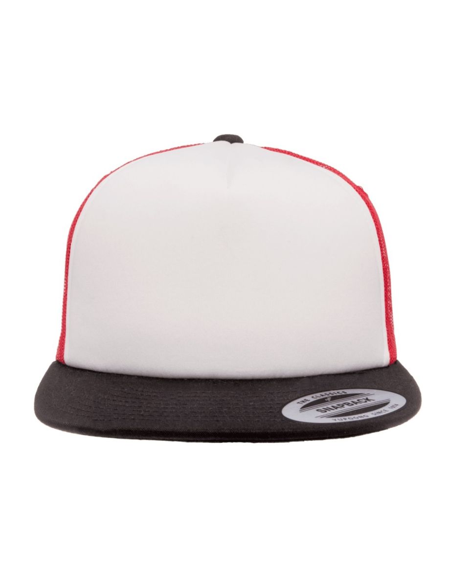 Flexfit By Yupoong Foam Trucker Cap With White Front - Red/White/Black