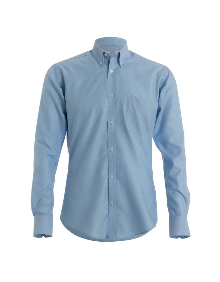 Kustom Kit Mens Long Sleeve Oxford Twill Shirt - Light Blue