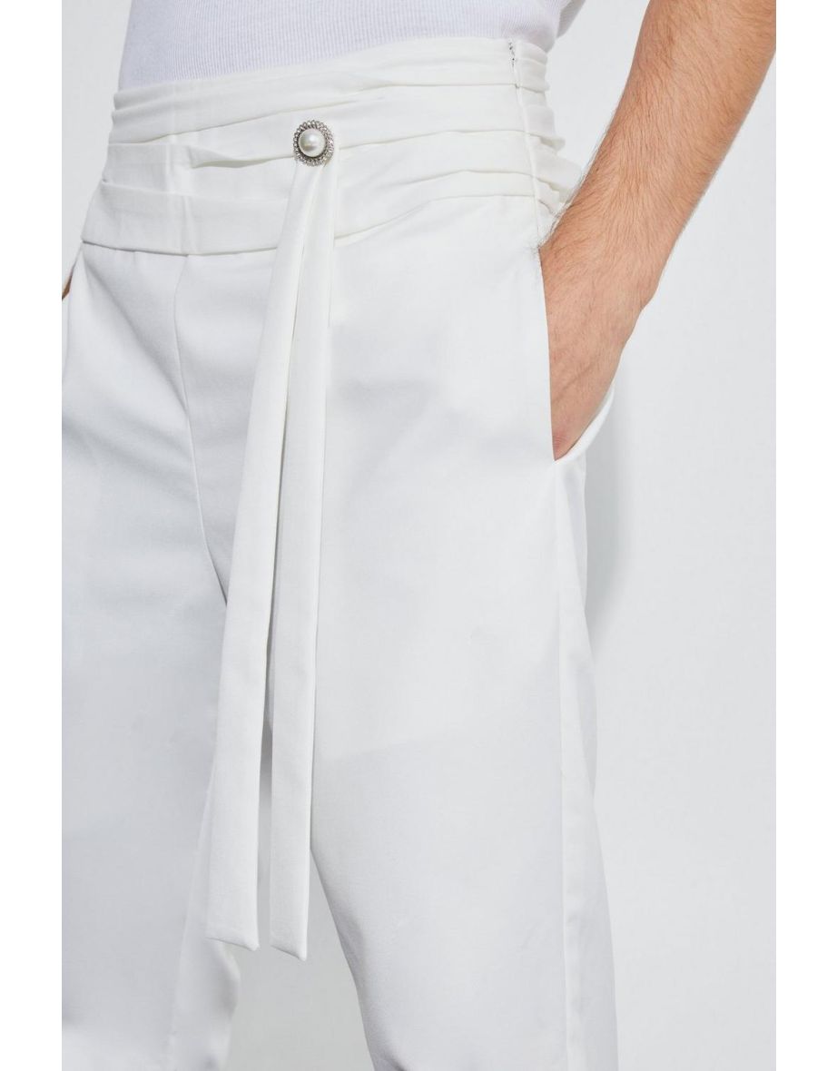 Relaxed Fit Trouser With Cummerbund Wrap Belt - 2