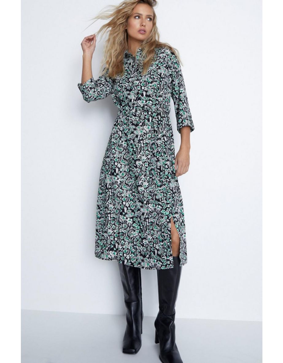 Warehouse ditsy floral midi best sale shirt dress