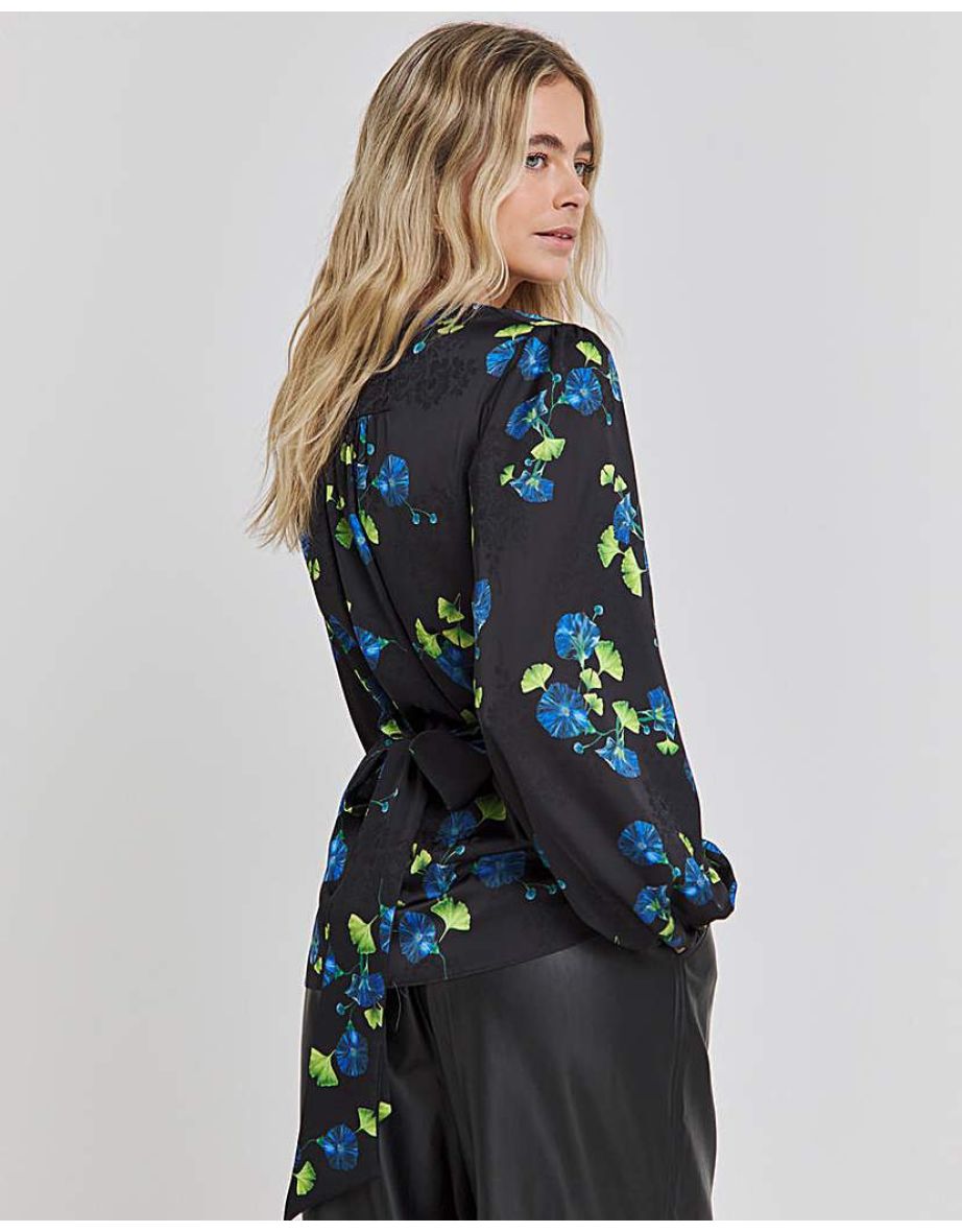Joanna Hope Floral Satin Wrap Blouse - 2
