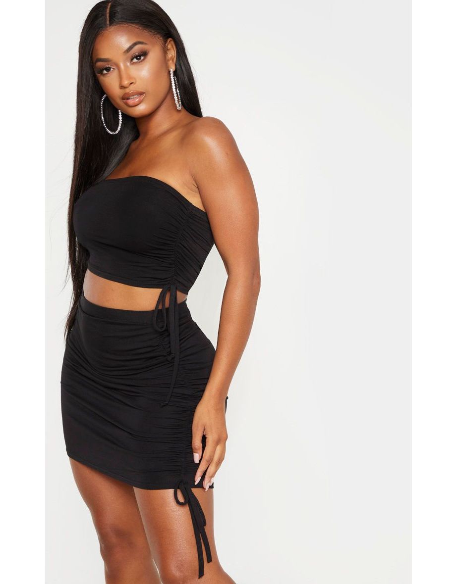 Shape Black Jersey Ruched Side Bodycon Skirt