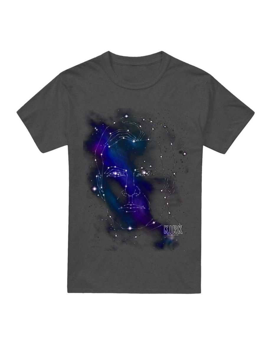 Star Trek Unisex Adult Captain Kirk Constellations T-Shirt - Charcoal