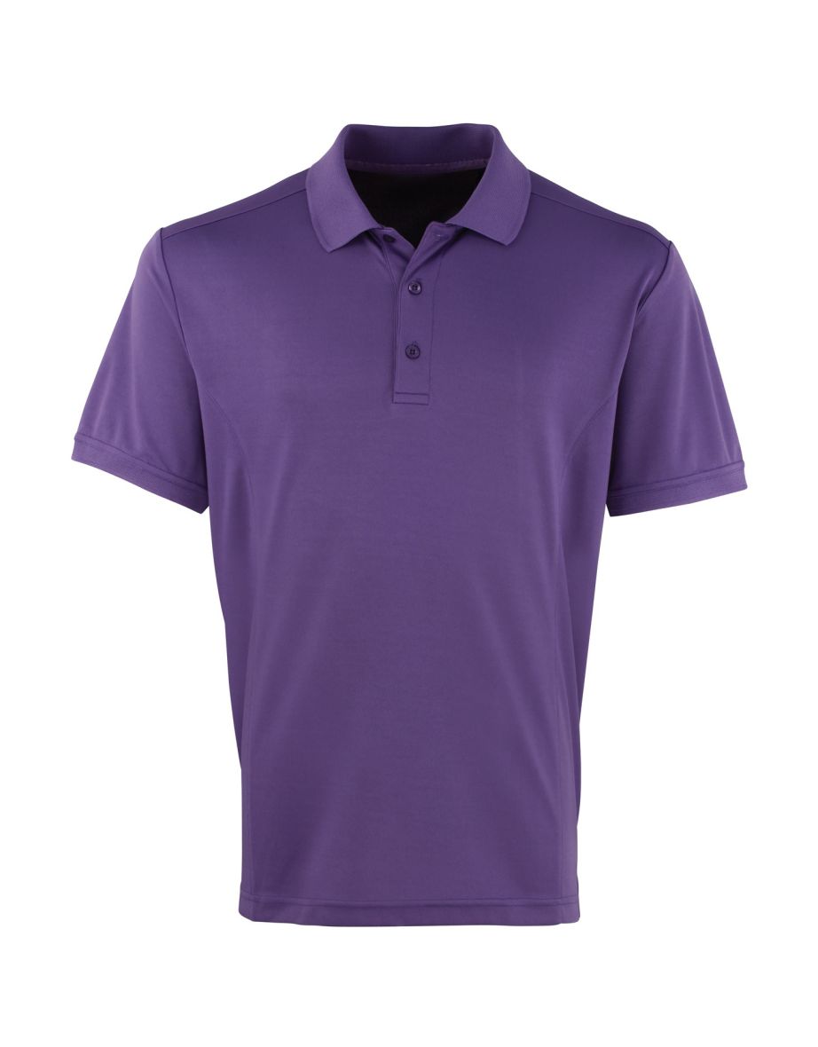 Premier Mens Coolchecker Pique Short Sleeve Polo T-Shirt - Purple