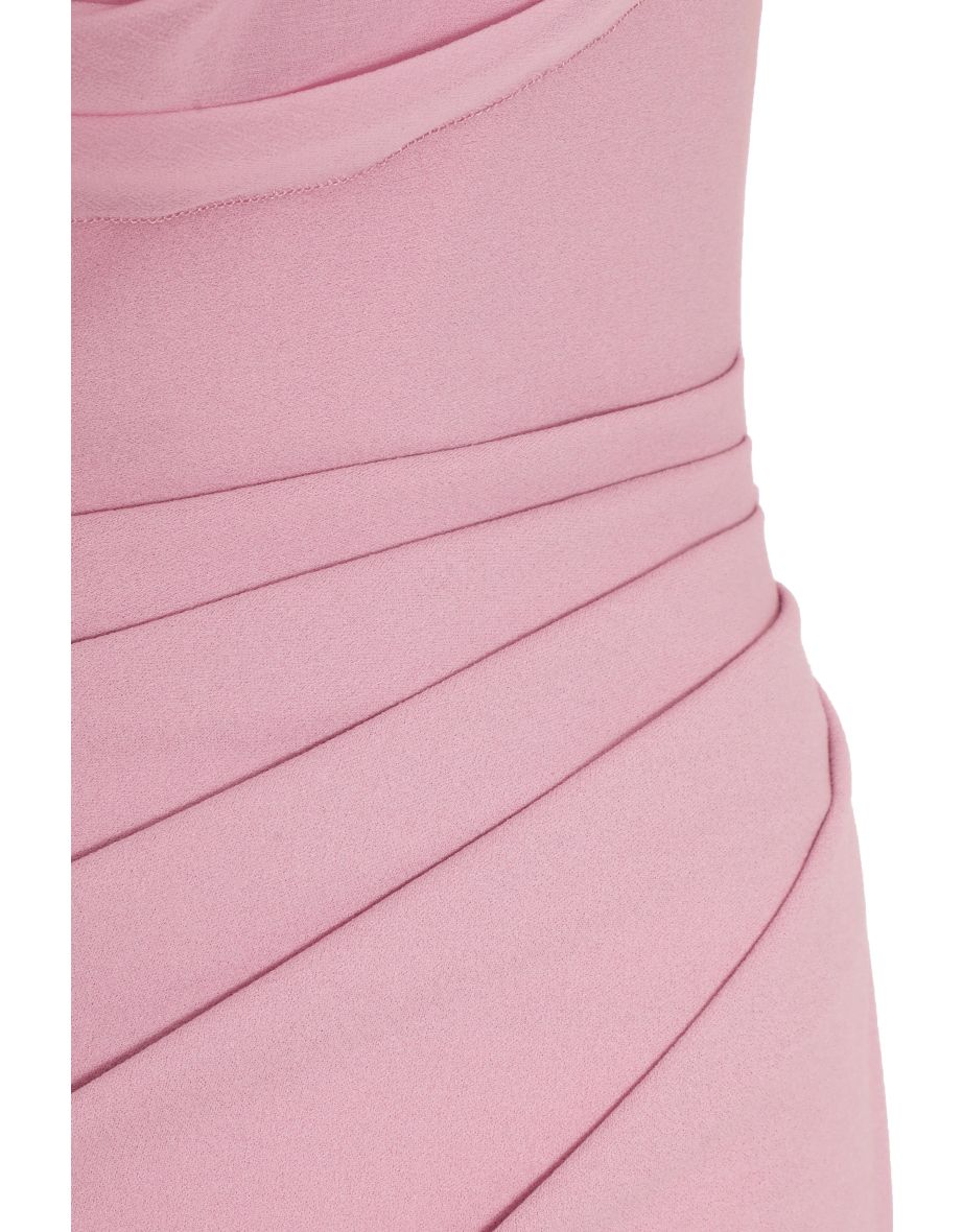 Pink Asymmetric Cowl Neck Maxi Dress - 5