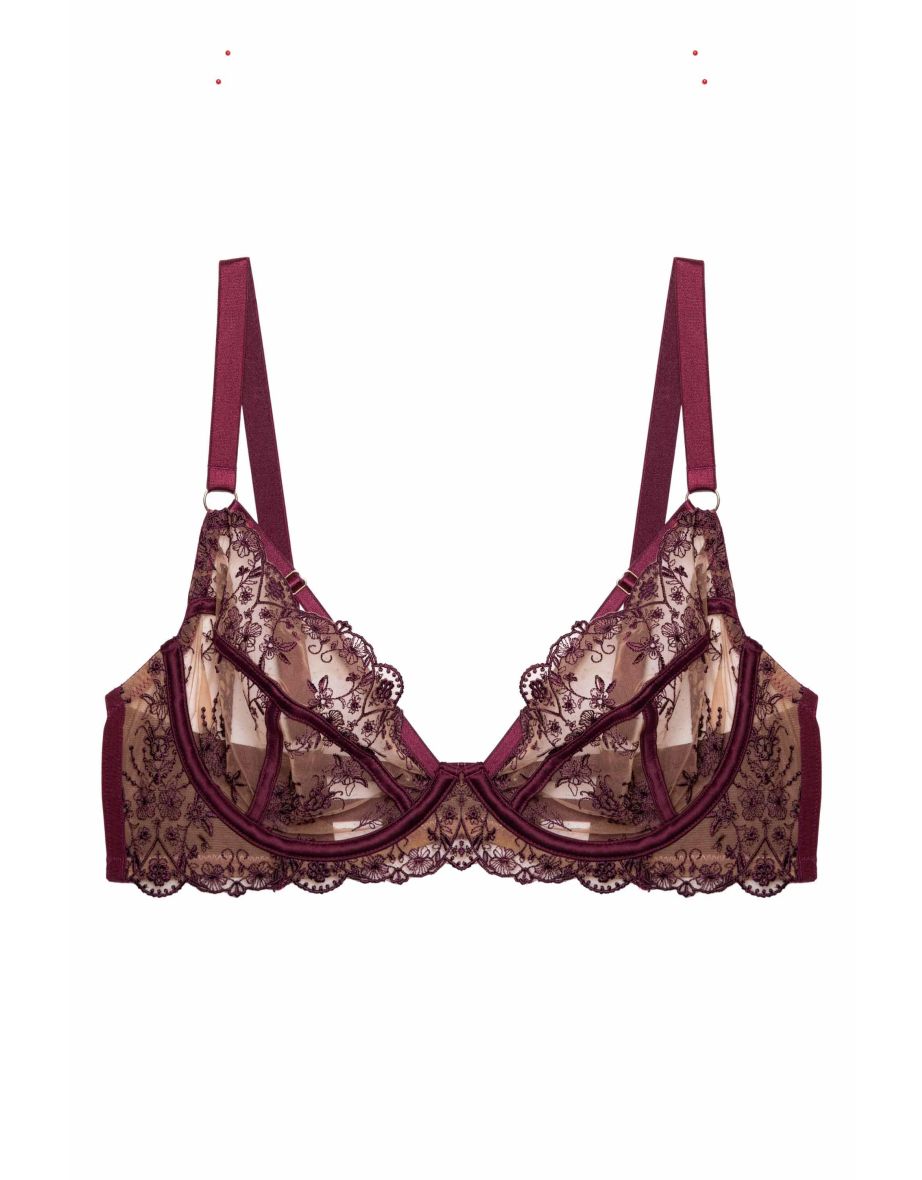 Cassia Wine Custom Embroidery Bra - 1