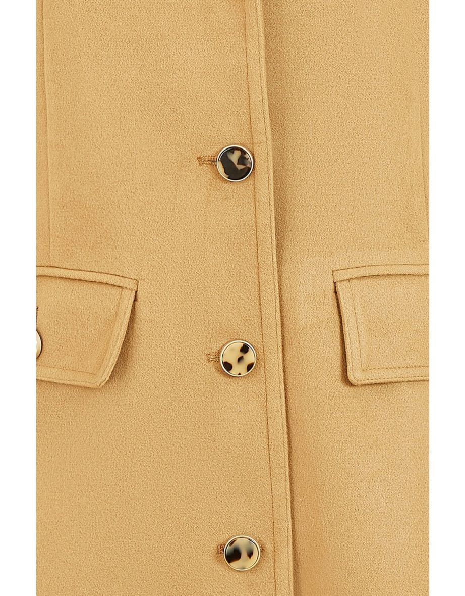 Yumi Camel Military Button Through Coat - 4