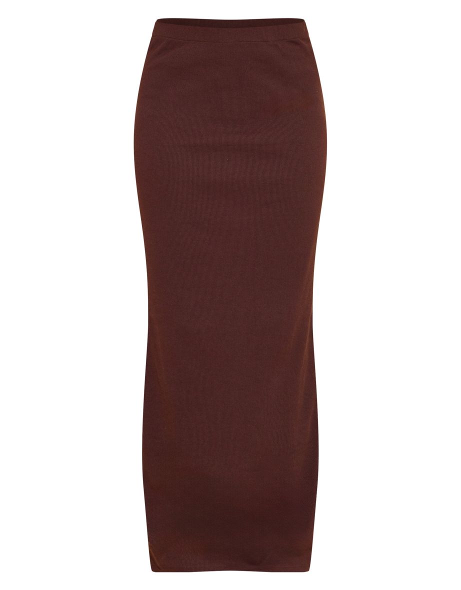 Chocolate Ribbed Maxi Skirt - 4