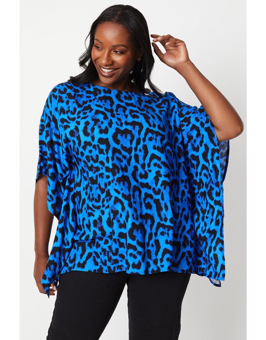Curve Blue Leopard Hanky Hem Top