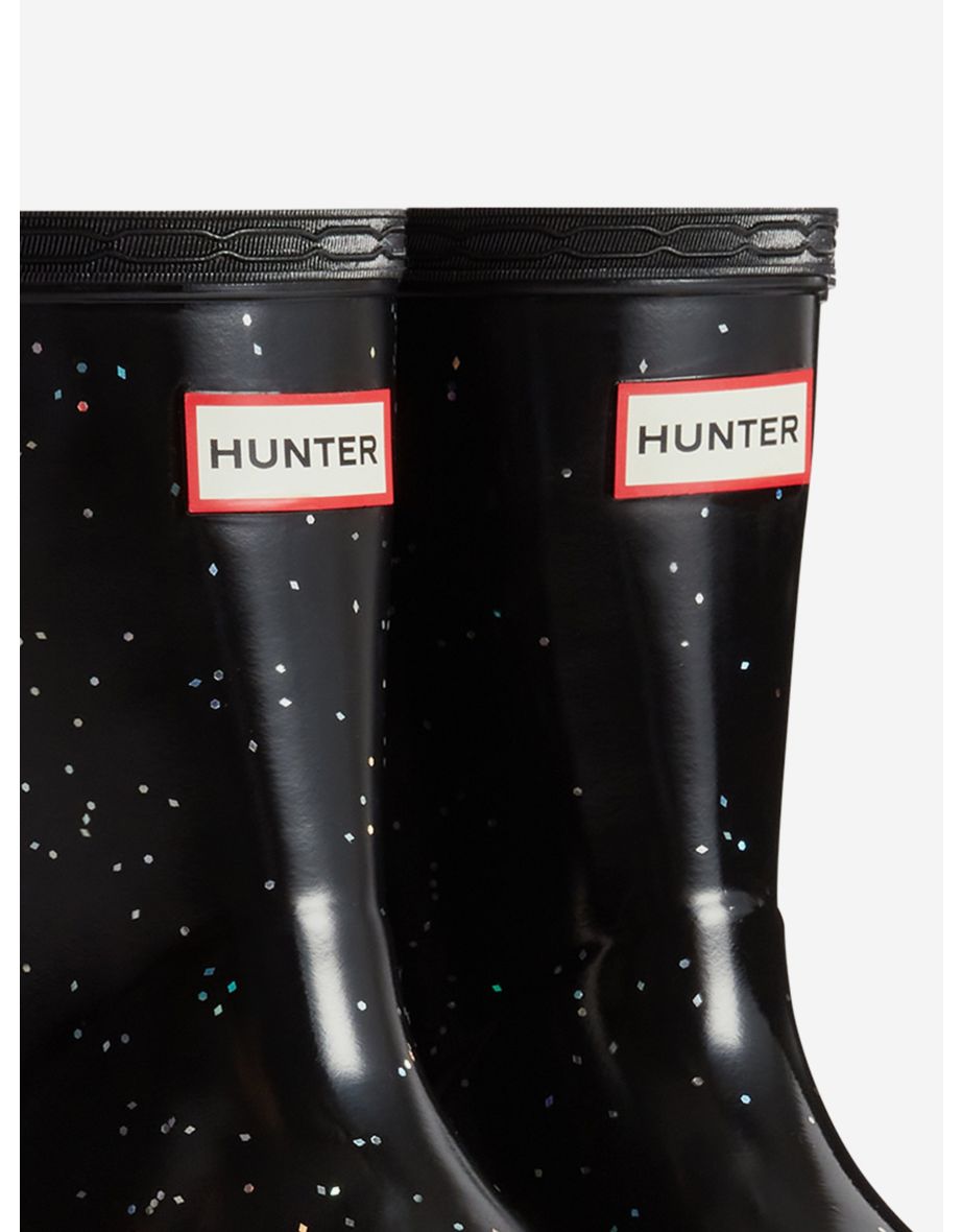 Girls First Giant Glitter Wellington Boots in Black - 3