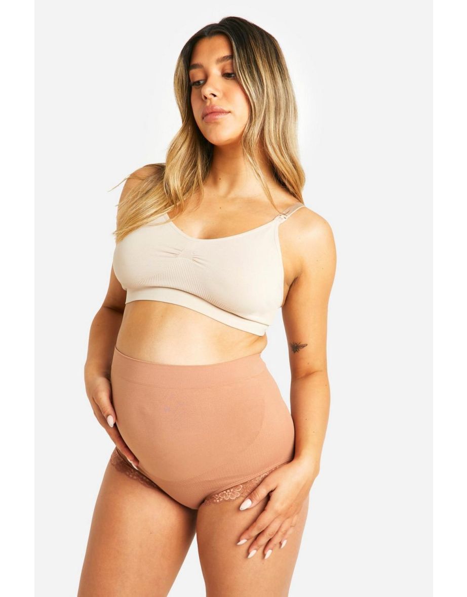 Maternity Lace Trim Shapewear Brief - nude