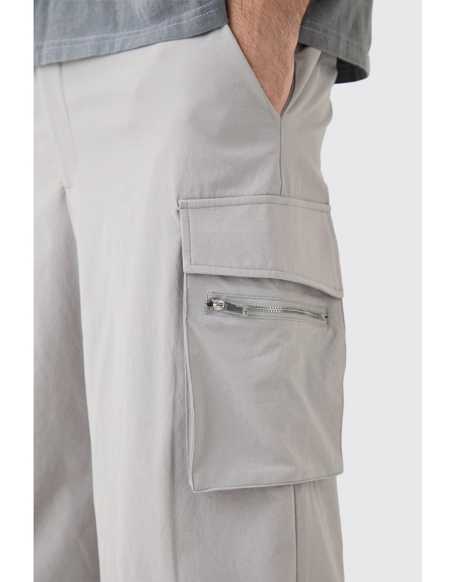 Technical Stretch Cargo Parachute Pants - grey - 2