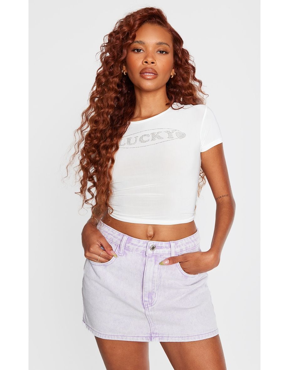 Shop Petite Lilac Micro Mini Denim Skirt Online in Qatar VogaCloset