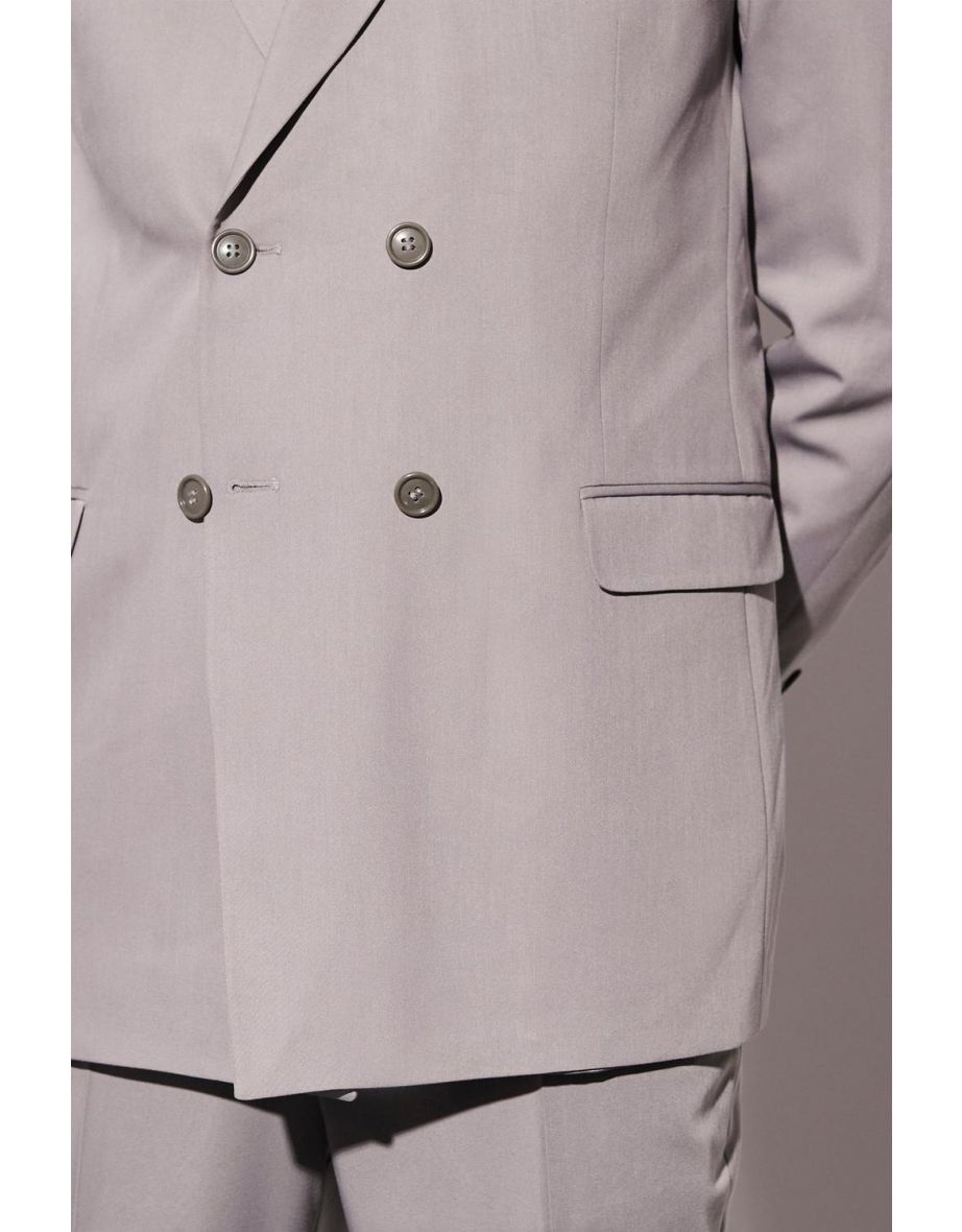 Relaxed Fit Double Breasted Suit Jacket - grey - 2