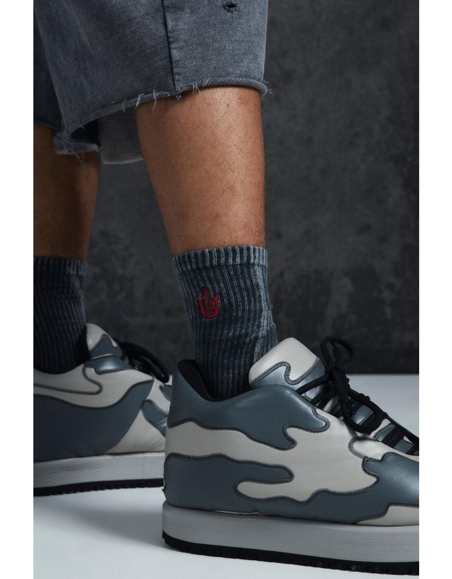 Trippie Redd Acid Wash Embroidered Socks - black - 1